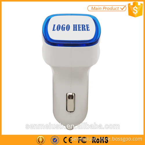 with led ring promotion dual usb car mobile charger